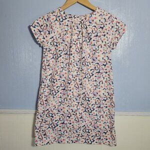 Lands' End Kids Size 10 Girls Youth Pink Floral Knee Length Cap Sleeve Dress